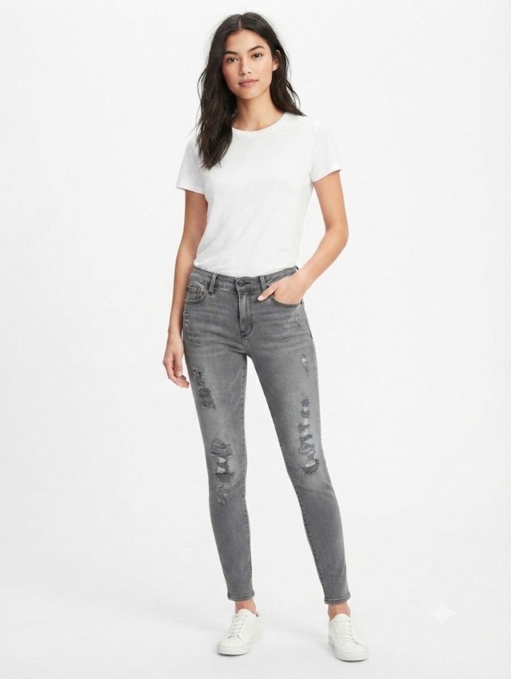 Frame Denim Gray Distressed Skinny Jeans Size 30